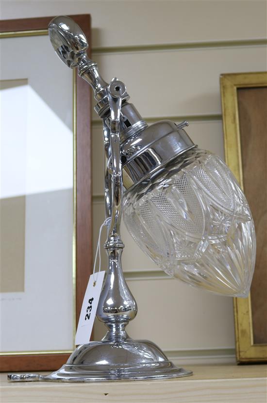 A chrome light fitting